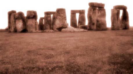 Sepia photo of Stonehenge, England