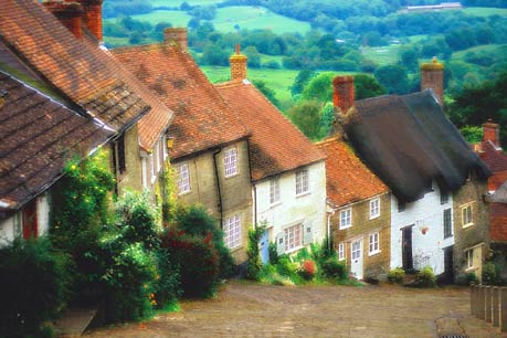Modified photo of Shaftesbury, Gold Hill, England